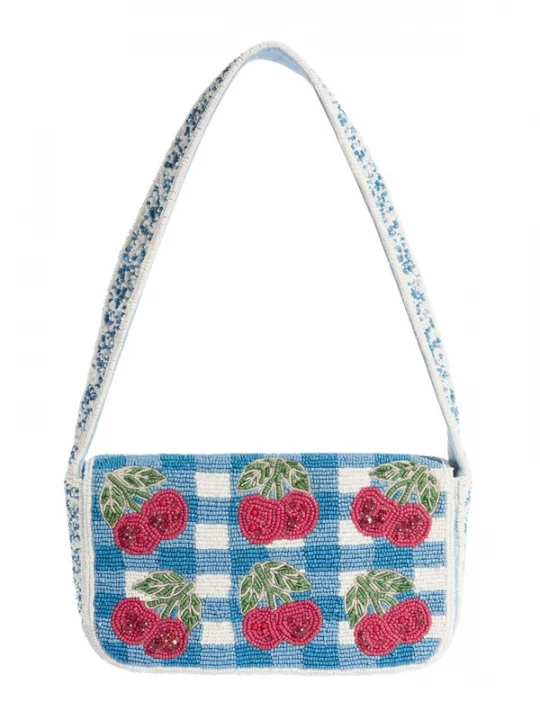 Foto van product love & roses Schoudertas hemelsblauw / groen / grenadine / wit