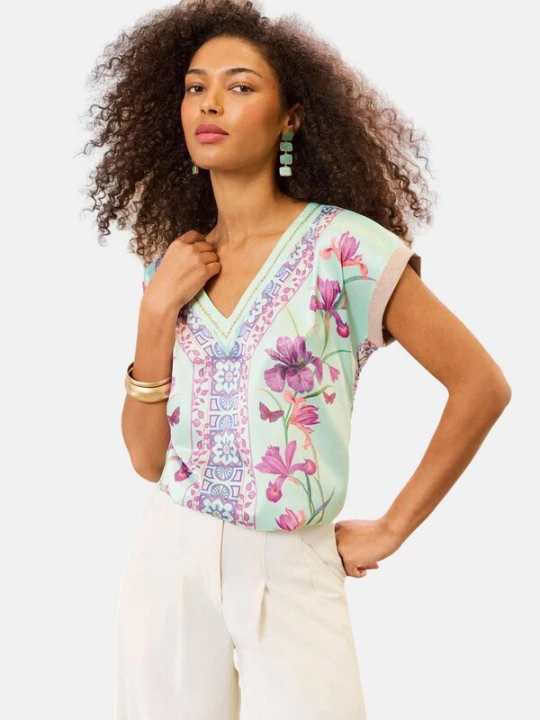 Foto van product love & roses Shirt aqua / lila