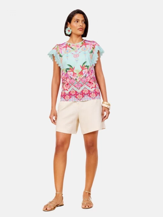 Foto van product love & roses Shirt aqua / pink / rosa / rood