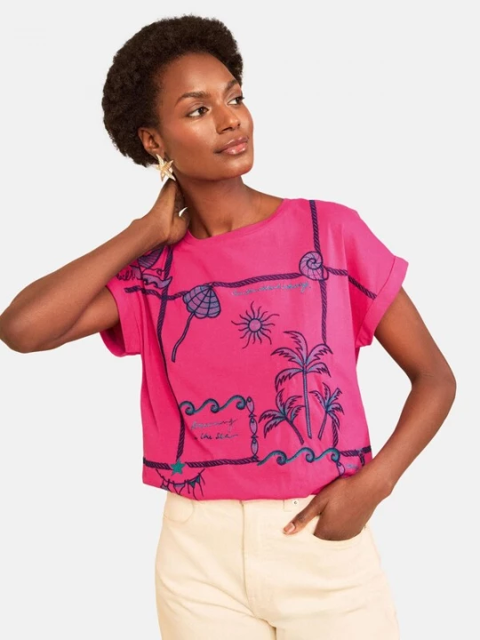 Foto van product love & roses Shirt blauw / pink / zwart