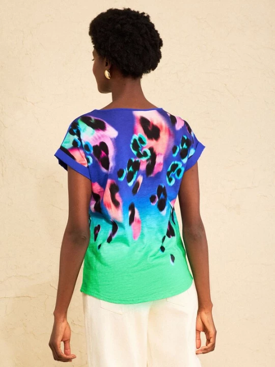 Foto van product love & roses Shirt blauw / turquoise / lichtroze