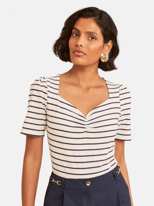 Foto van product love & roses Shirt body ivoor / navy