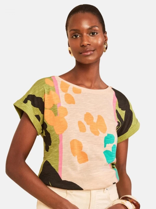 Foto van product love & roses Shirt crème / groen / oranje / zwart