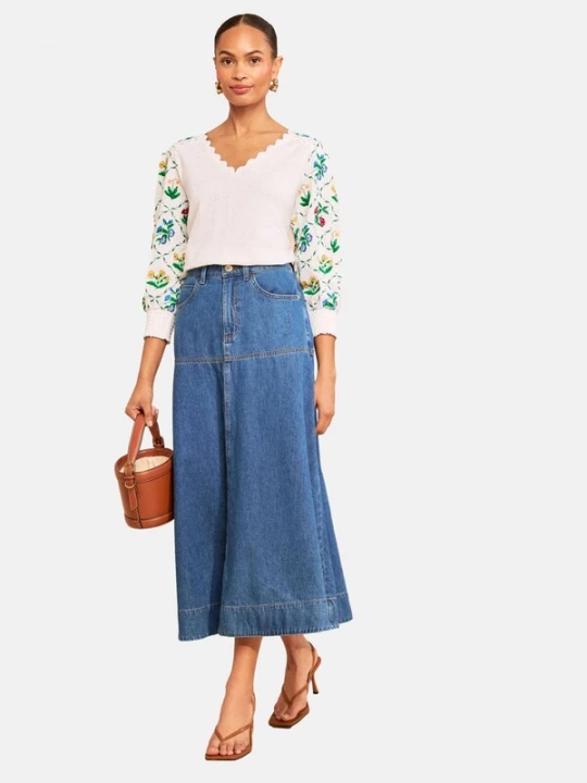 Foto van product love & roses Shirt ecru / blauw / groen