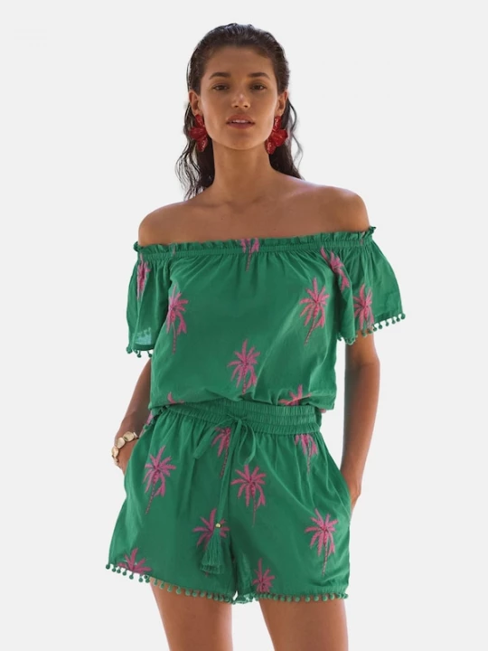 Foto van product love & roses Shirt grasgroen / rosa