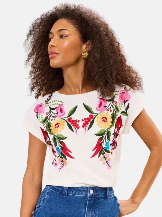Foto van product love & roses Shirt groen / lichtroze / rood / wit