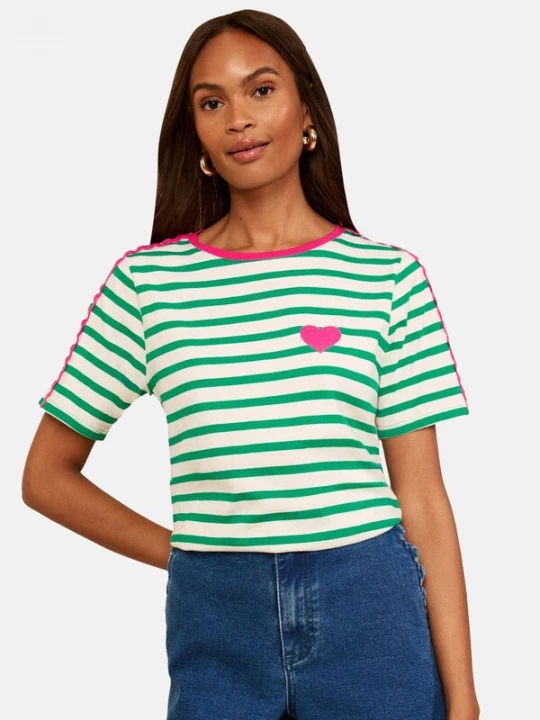 Foto van product love & roses Shirt groen / pink / wit
