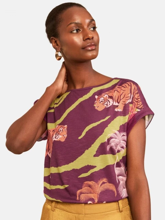 Foto van product love & roses Shirt lichtgroen / lichtoranje / oudroze / bourgogne