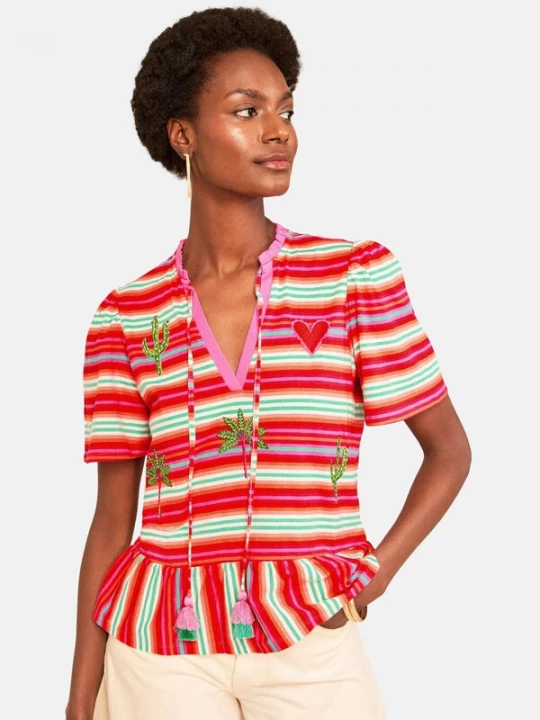 Foto van product love & roses Shirt lichtgroen / pink / rood / wit