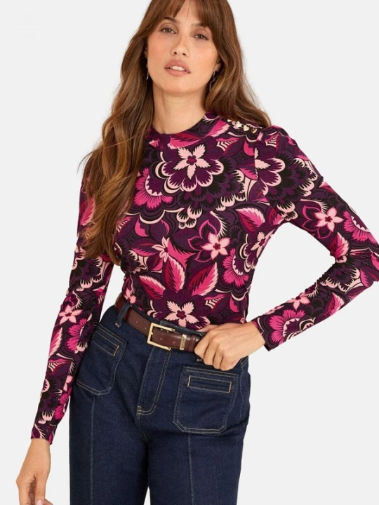 Foto van product love & roses Shirt lila / rosé / lichtroze / bourgogne