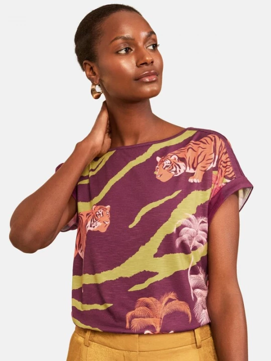 Foto van product love & roses Shirt mosterd / cyclaam / oranje / wit