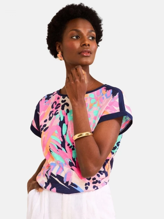 Foto van product love & roses Shirt navy / aqua / lichtroze / roze gemêleerd