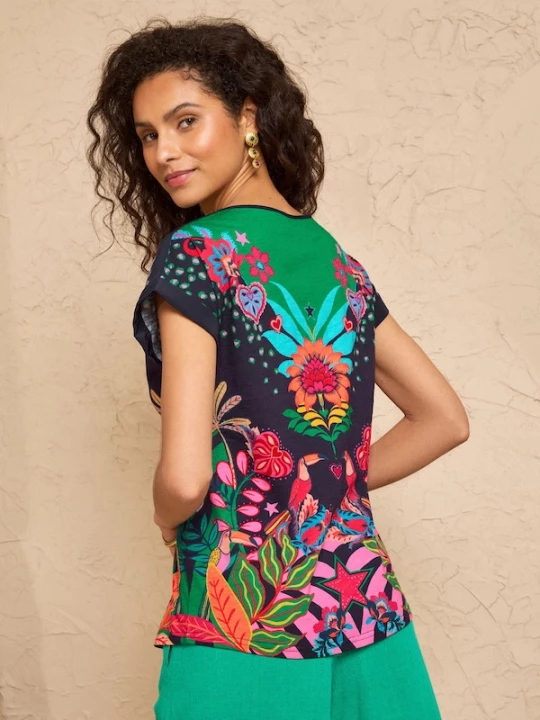 Foto van product love & roses Shirt navy / lichtblauw / groen / oranje