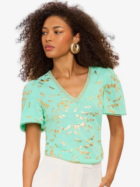 Foto van product love & roses Shirt turquoise / goud