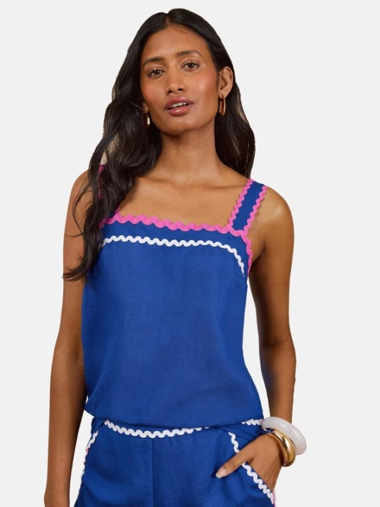 Foto van product love & roses Top blauw / lichtroze / wit
