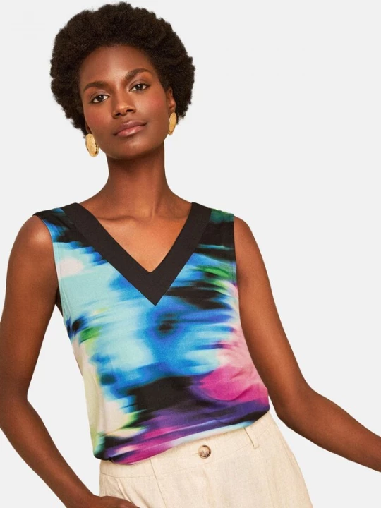 Foto van product love & roses Top blauw / pink / rosa / zwart