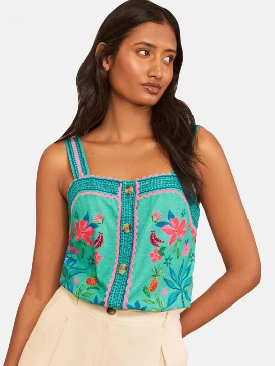 Foto van product love & roses Top blauw / turquoise / pink