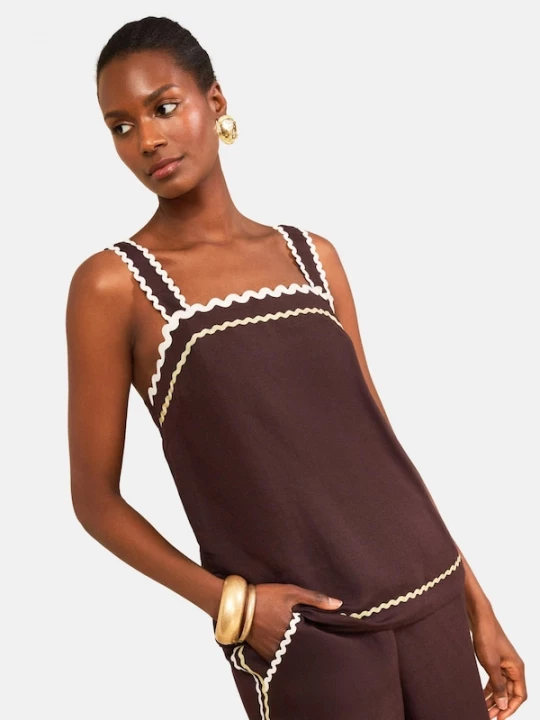 Foto van product love & roses Top chocoladebruin / wit