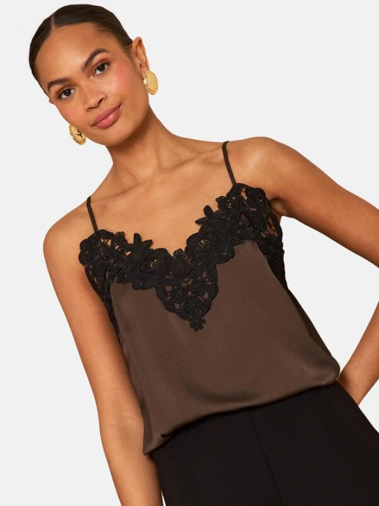 Foto van product love & roses Top chocoladebruin / zwart