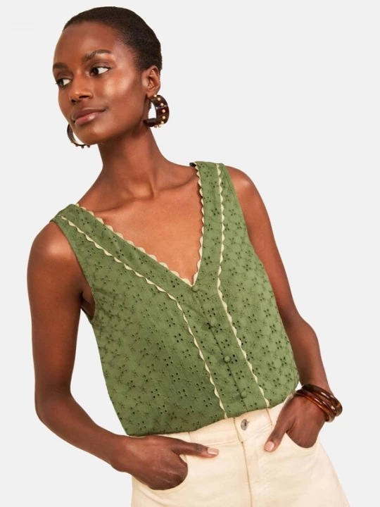 Foto van product love & roses Top ecru / groen