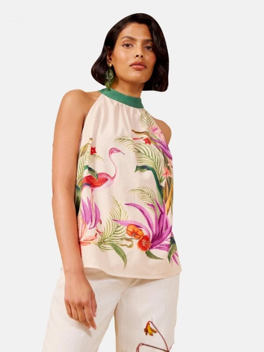 Foto van product love & roses Top ivoor / groen / lila / pink