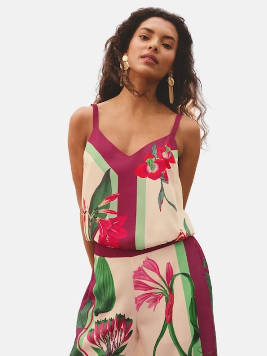 Foto van product love & roses Top ivoor / groen / rood / wijnrood