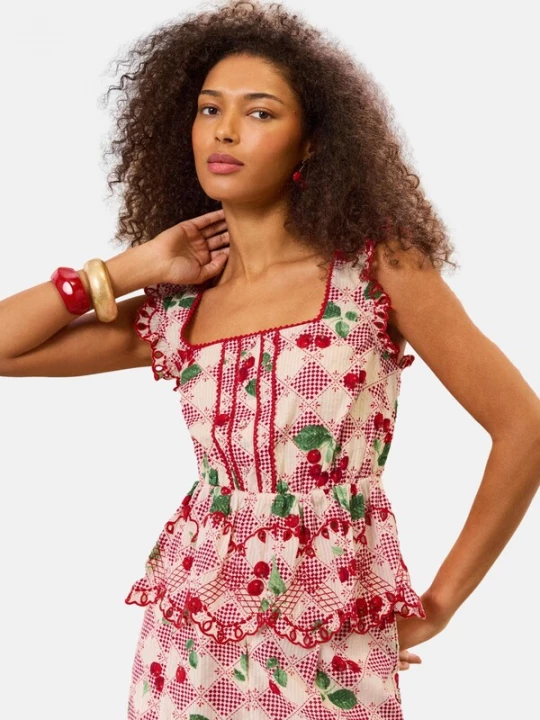 Foto van product love & roses Top groen / smaragd / kersrood / wit
