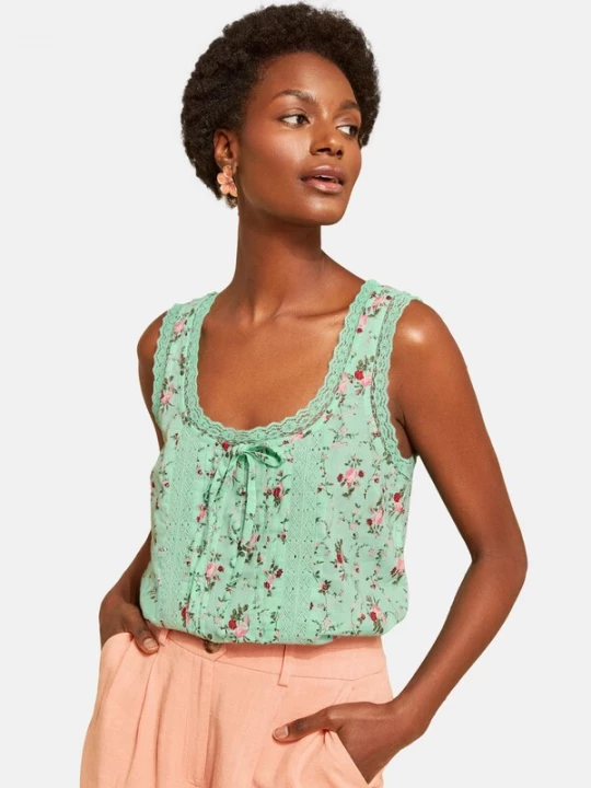 Foto van product love & roses Top mintgroen / jade groen / oudroze / donkerrood