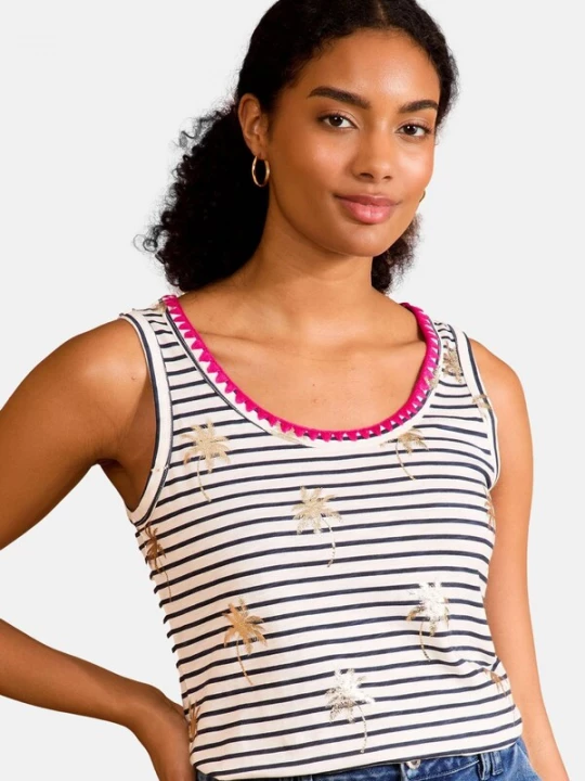 Foto van product love & roses Top navy / goud / pink / wit