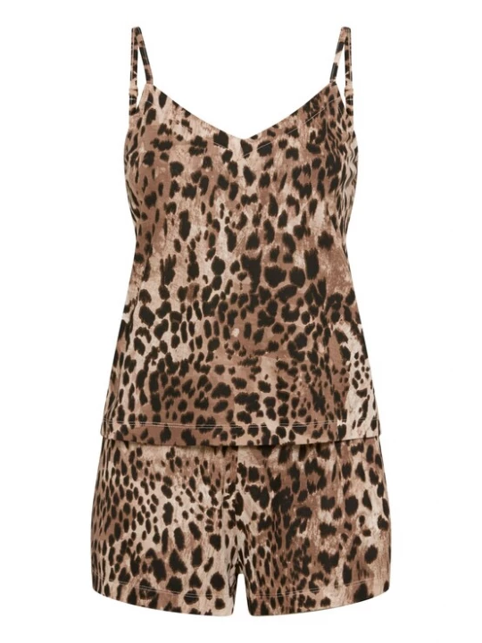 Foto van product LSCN by LASCANA Korte pyjama beige / bruin / zwart