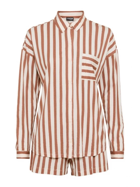 Foto van product LSCN by LASCANA Korte pyjama bruin / wit