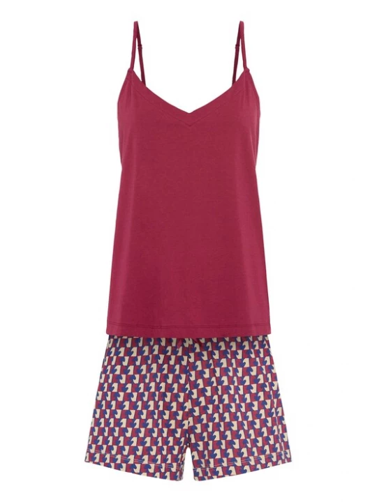 Foto van product LSCN by LASCANA Korte pyjama lichtbeige / navy / bessen