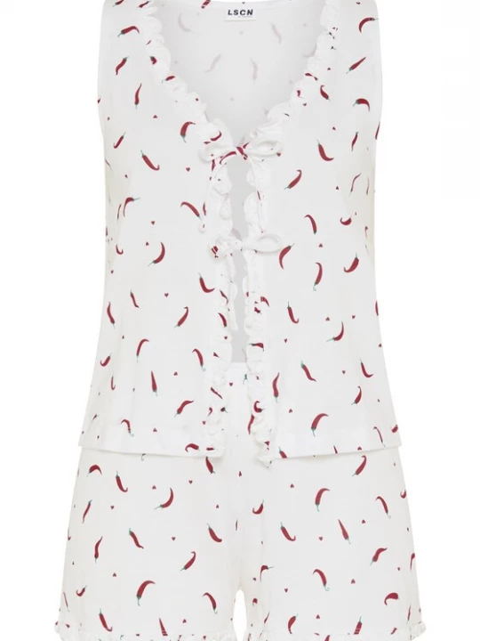 Foto van product LSCN by LASCANA Korte pyjama smaragd / rood / wit