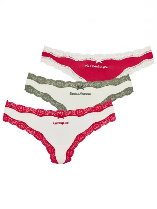 Foto van product LSCN by LASCANA String donkergroen / rood / wit / offwhite