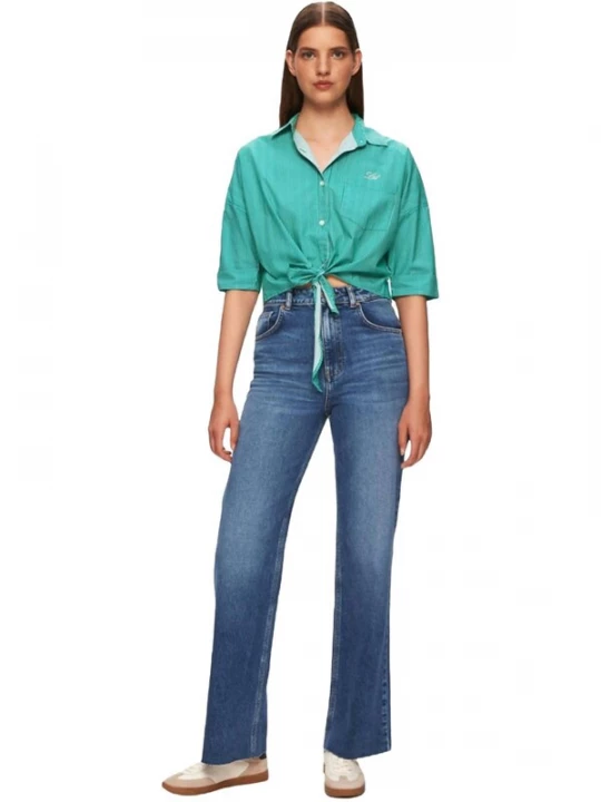 Foto van product LTB Jeans Shirt 'Cropped Striped Shirt' groen