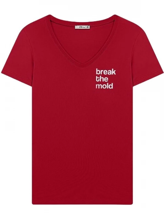 Foto van product LTB Jeans Shirt 'V-Neck Slogan T-Shirt' rood