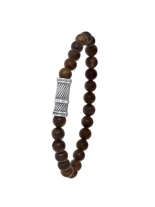 Foto van product Lucardi Armband bruin / zilver