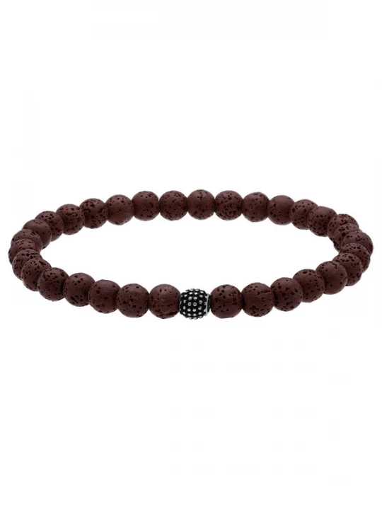Foto van product Lucardi Armband bruin / zwart / zilver