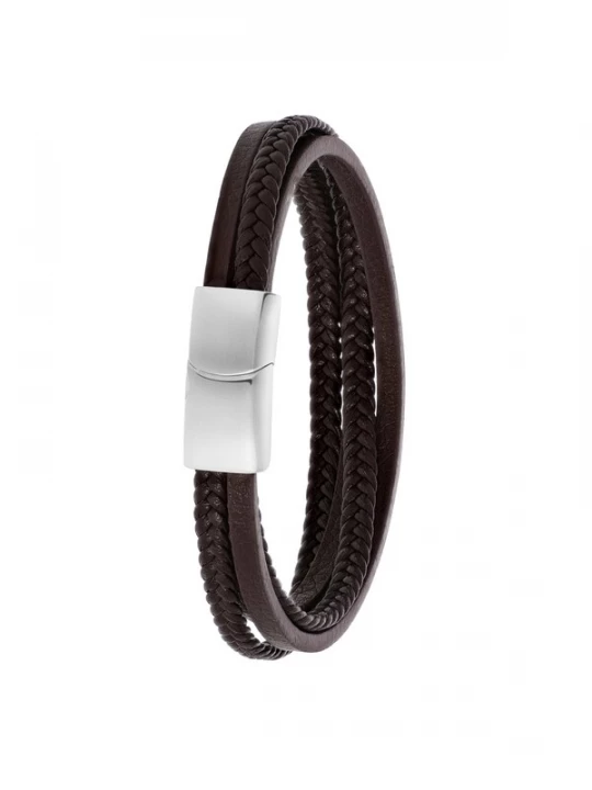 Foto van product Lucardi Armband chocoladebruin / zilver