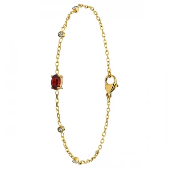 Foto van product Lucardi Armband goud / donkerrood / transparant