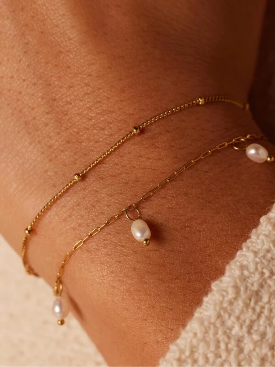 Foto van product Lucardi Armband goud / parelwit