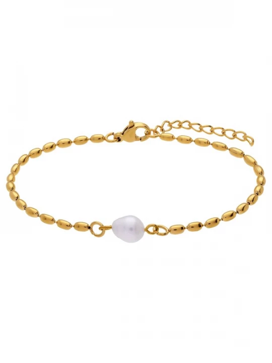 Foto van product Lucardi Armband 'Moderner Look' goud / parelwit
