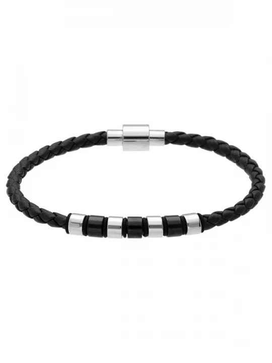 Foto van product Lucardi Armband 'Statement' zwart / zilver