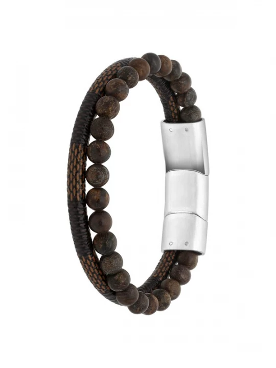 Foto van product Lucardi Armband 'Suit & Tie' bruin / zilver