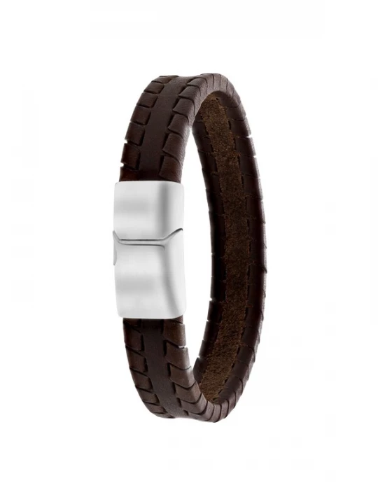 Foto van product Lucardi Armband 'Urban Story' bruin / zilver