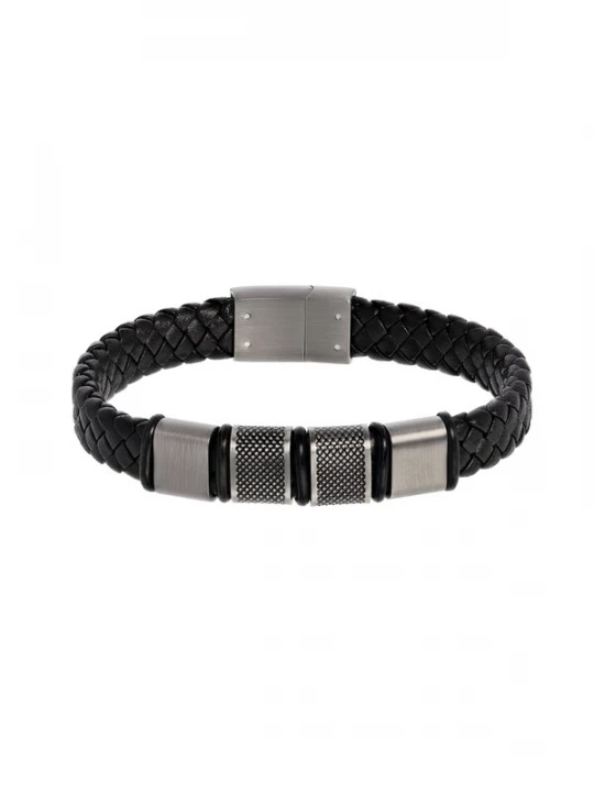 Foto van product Lucardi Armband 'Urban Story' zwart / zilver