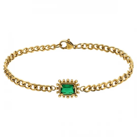 Foto van product Lucardi Armband 'Vintage' goud / groen