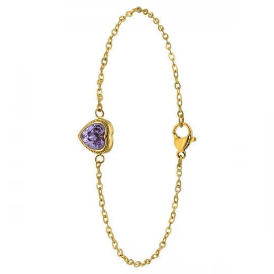 Foto van product Lucardi Armband 'Weinlese' goud / donkerlila
