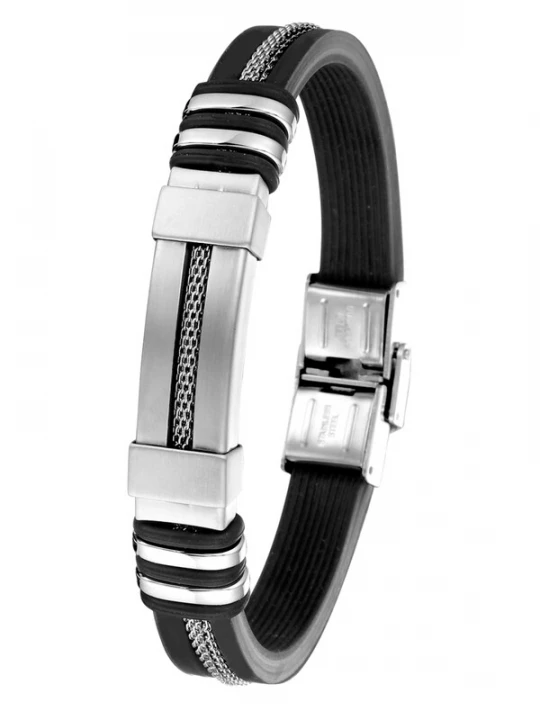 Foto van product Lucardi Armband zwart / zilver