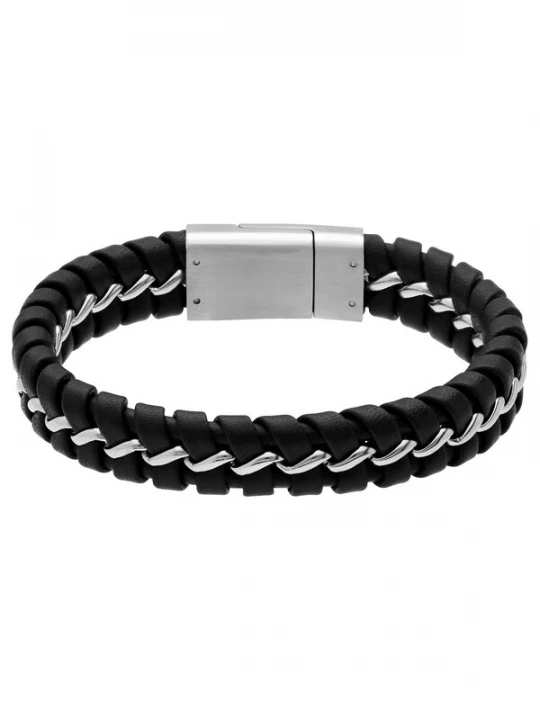 Foto van product Lucardi Armband zwart / zilver